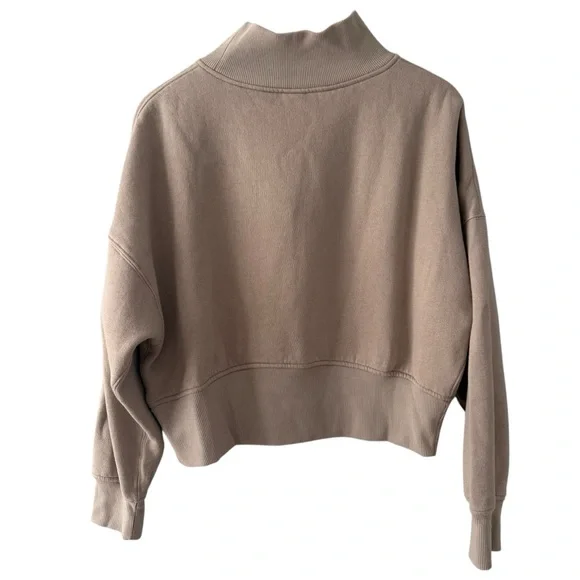 Wild Fable Cream Taupe Cropped Mock Turtleneck With Bow - Picture 2 of 6